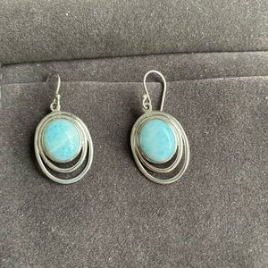 Genuine Larimar .925 sterling silver earrings